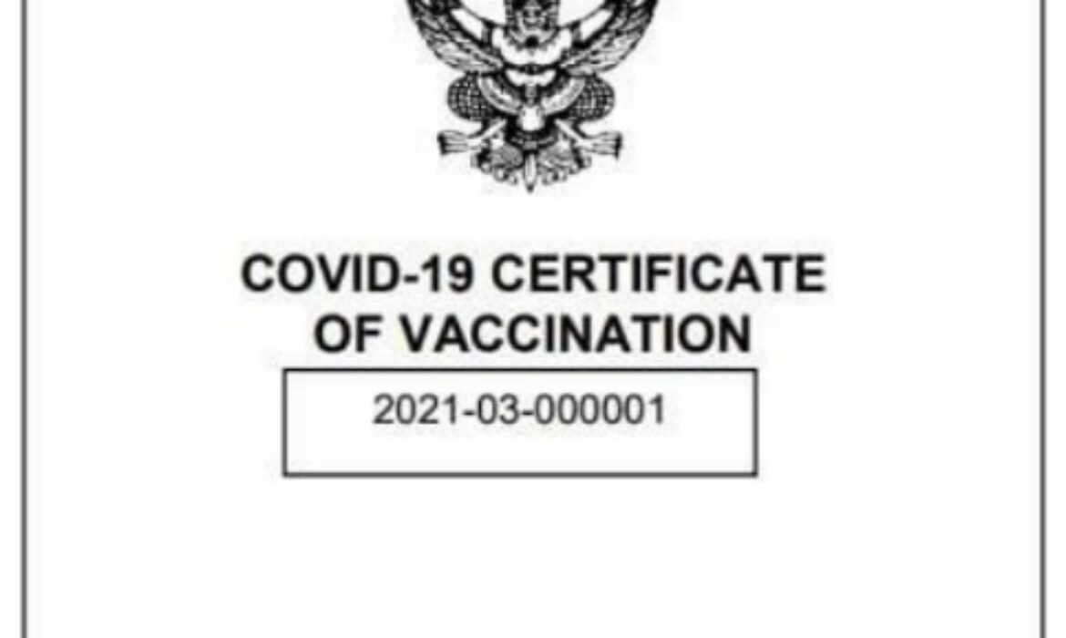 ประกาศกรมควบคุมโรค” เรื่อง แบบหนังสือรับรองการสร้างเสริมภูมิคุ้มกันโรค กรณีโรคติดเชื้อไวรัสโคโรนา 2019